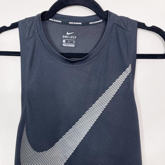 Nike Dry Tank City Core DriFit Sleeveless Black Small S Big Logo Graphic Crew - Picture 3 of 10
